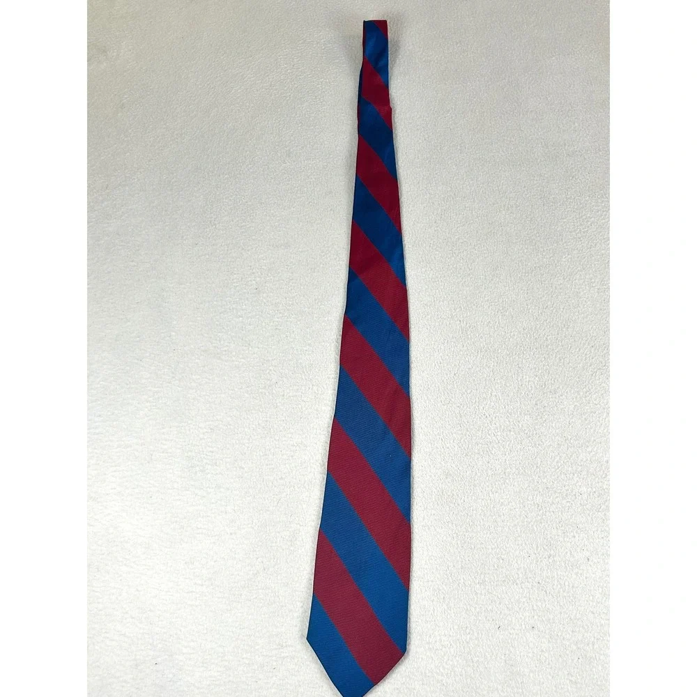 Sears Necktie Mens OS Blue Red Striped Vintage Retro Preppy Academic Collegiate
